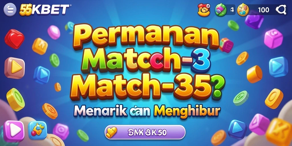 Tangkapan layar gameplay menarik dari 55KBET yang menunjukkan elemen Match-3.