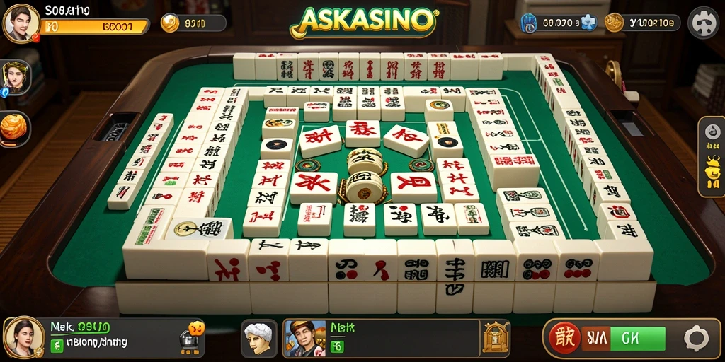 Tampilan gameplay menawan dari ASKASINO dengan nuansa Mahjong yang autentik.