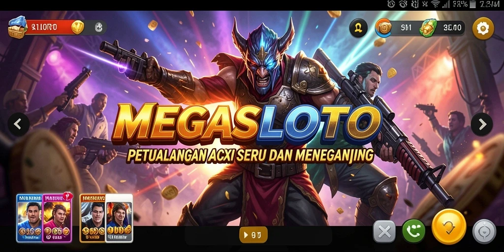 Screenshot gameplay seru dari MEGASLOTO dengan pertarungan intens.