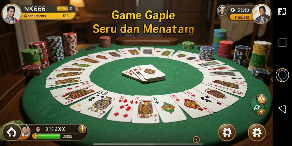 Tampilan gameplay Gaple NK666 yang menarik dan seru.